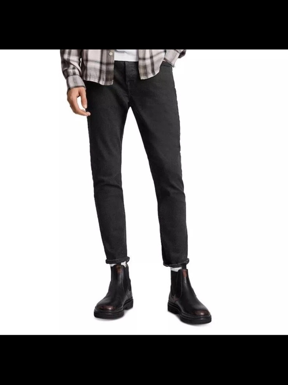 AllSaints Dean Slim Cropped Jeans - Washed Black ( 28 )